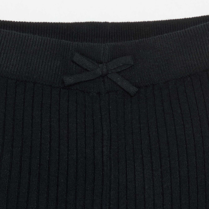 Legging en tricot uni avec noeud à la taille – Noir – Kiabi Maroc