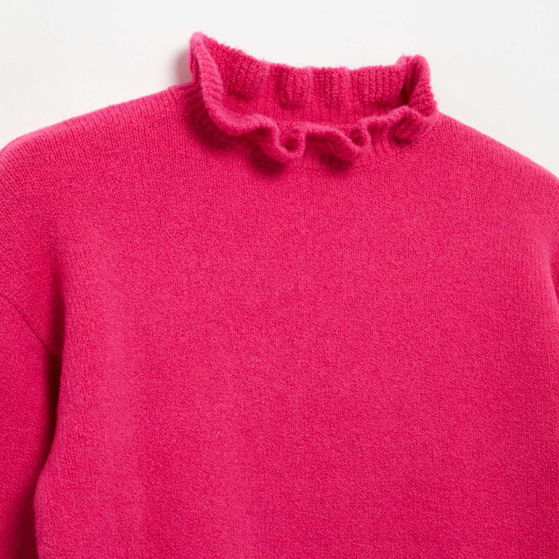 Pull avec col montant ondulé – Rose – Kiabi Maroc