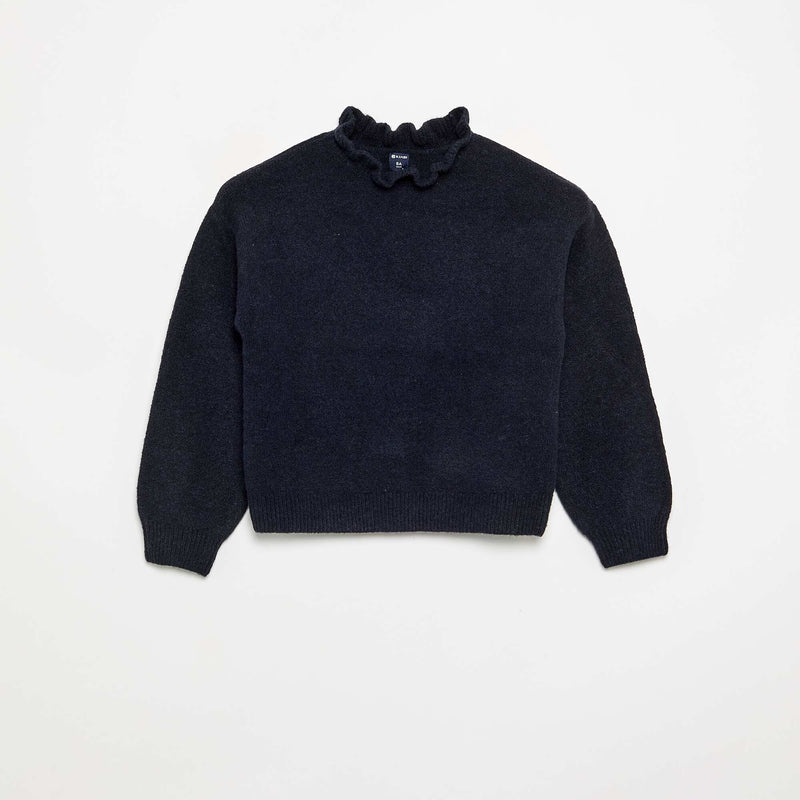 Pull avec col montant ondulé – Bleu – Kiabi Maroc