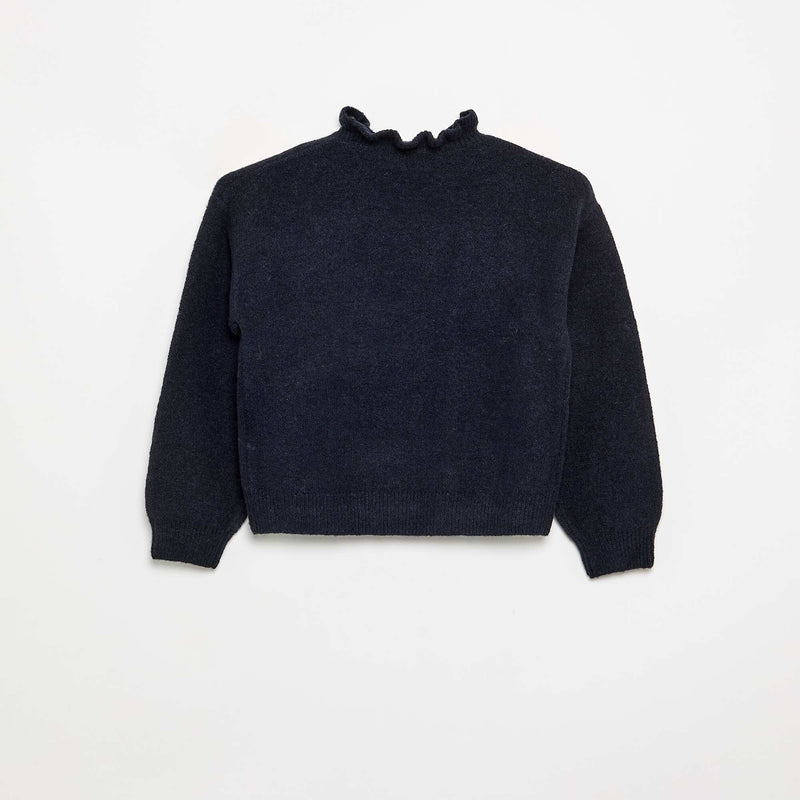 Pull avec col montant ondulé – Bleu – Kiabi Maroc
