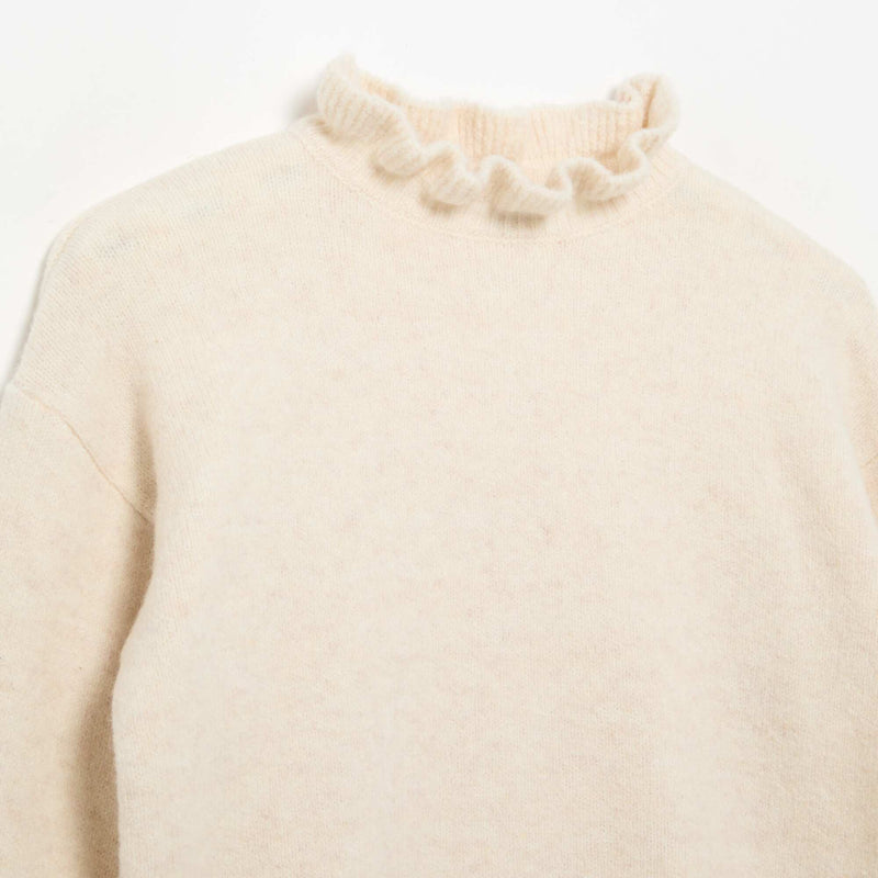 Pull avec col montant ondulé – Ecru – Kiabi Maroc