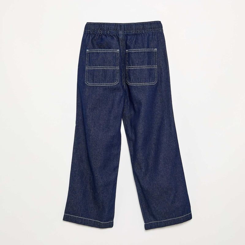 Pantalon large en denim – Bleu – Kiabi Maroc