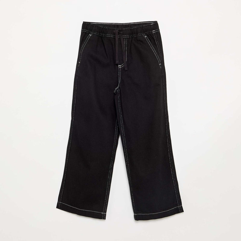 Pantalon large en denim – Noir – Kiabi Maroc