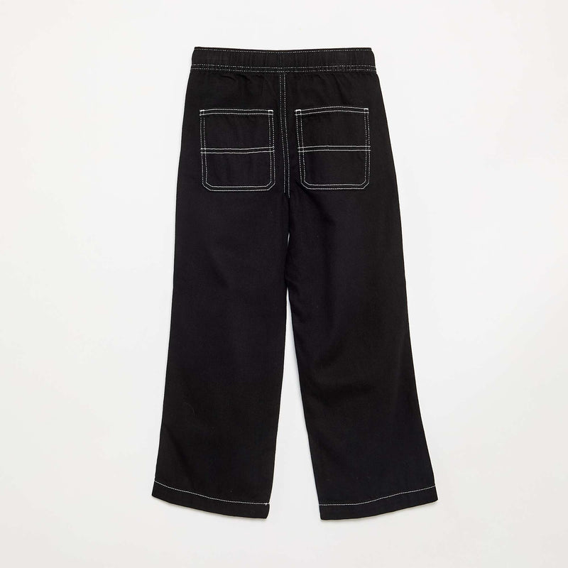 Pantalon large en denim – Noir – Kiabi Maroc