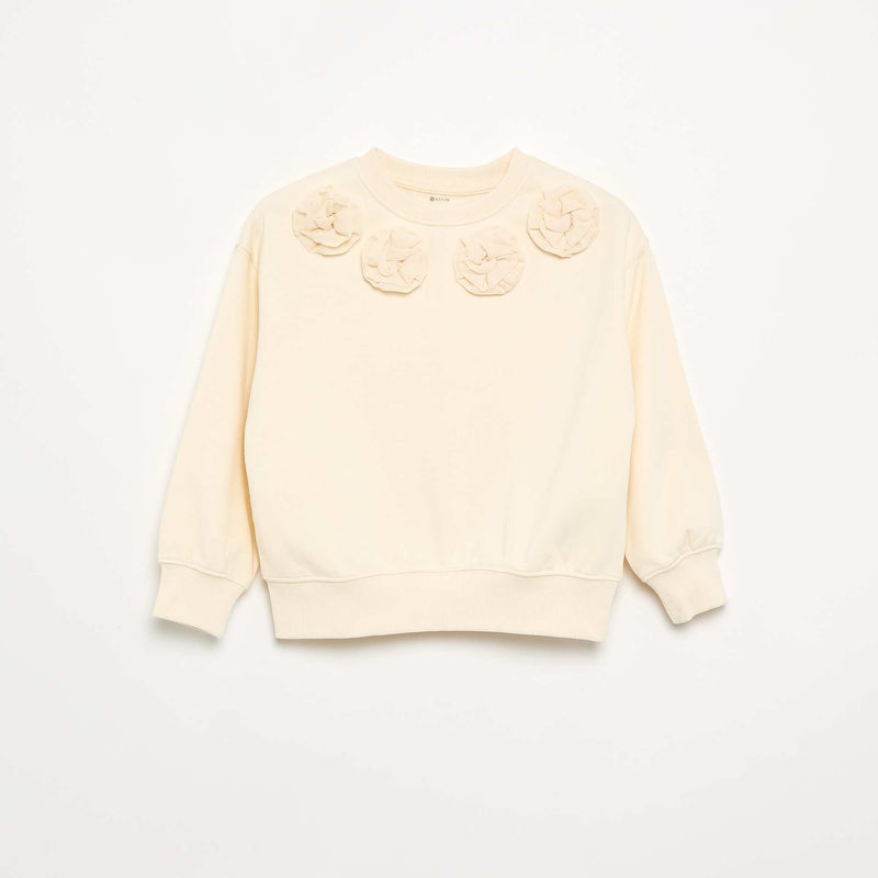 Sweat avec animations 'fleurs' en 3 dimensions – Ecru – Kiabi Maroc