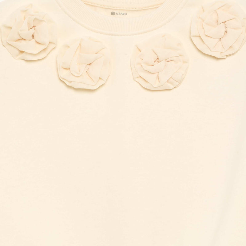 Sweat avec animations 'fleurs' en 3 dimensions – Ecru – Kiabi Maroc