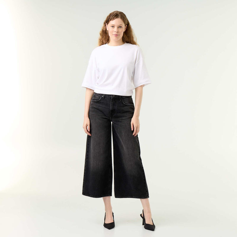 Jean large taille haute – Noir – Kiabi Maroc