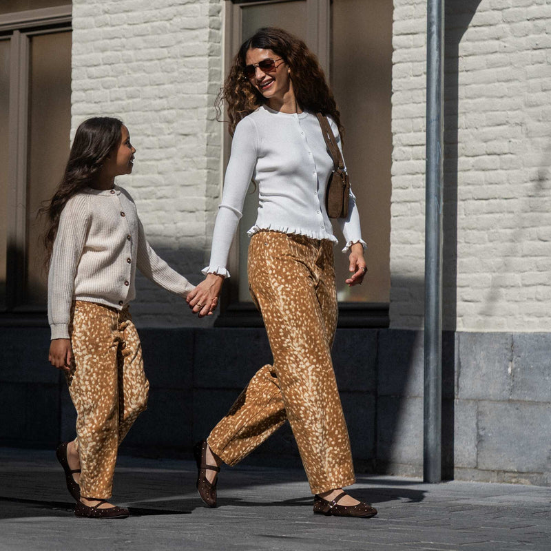 Pantalon denim coupe barrel à motif – Beige – Kiabi Maroc