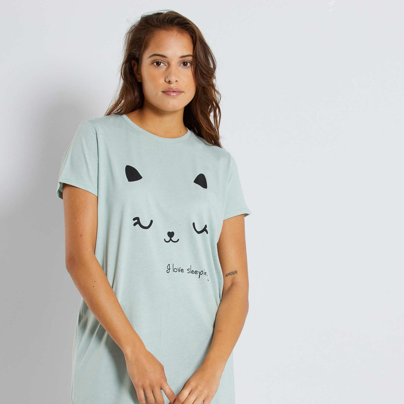 Chemise de nuit imprimé message