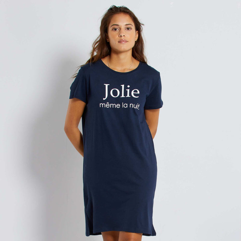 Chemise de nuit imprimé message