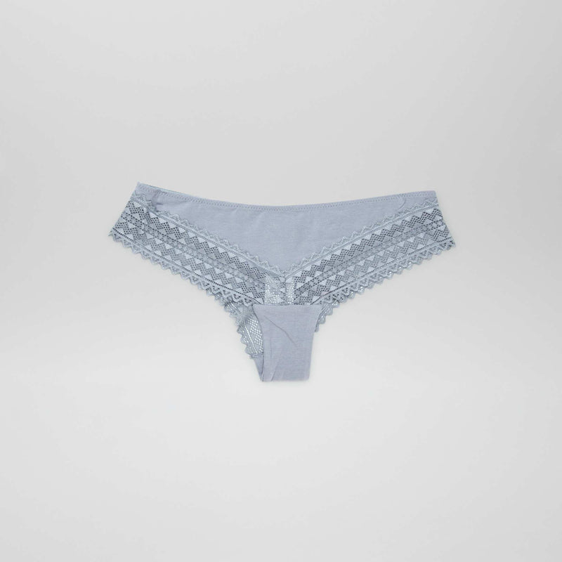 Lot de 3 tangas coton et dentelle