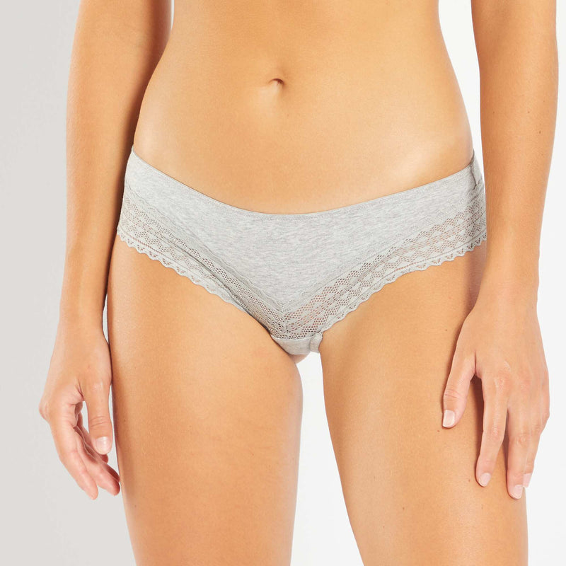 Lot de 3 tangas coton et dentelle