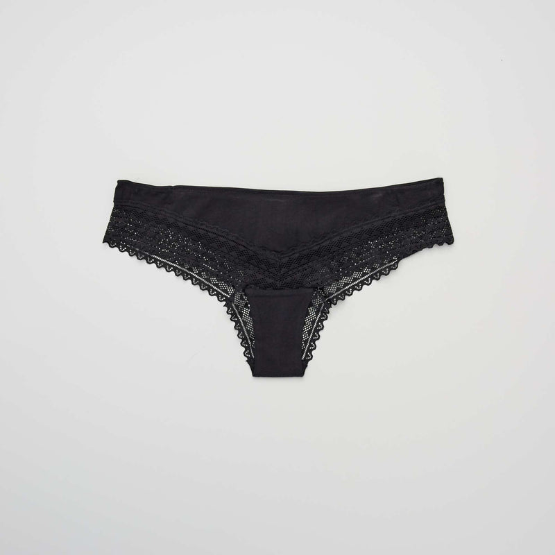 Lot de 3 tangas coton et dentelle