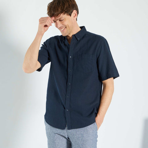 Chemise regular en lin et coton