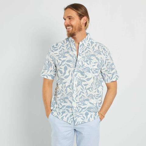 Chemise regular en lin et coton