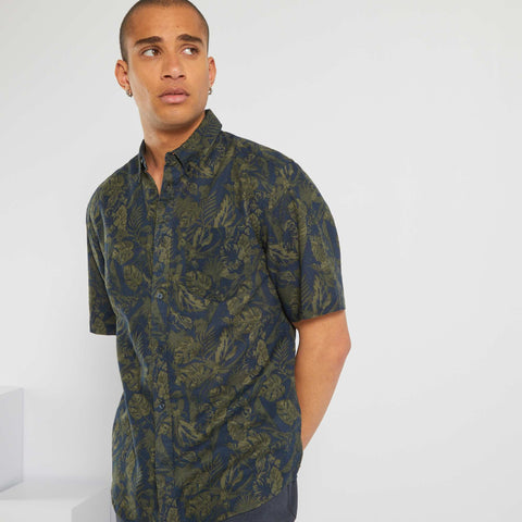 Chemise regular en lin et coton