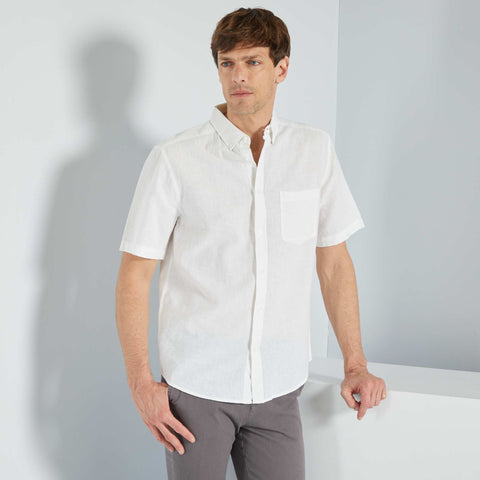 Chemise regular en lin et coton