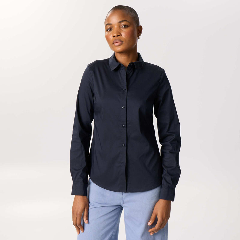 Chemise fittée col italien – Bleu – Kiabi Maroc