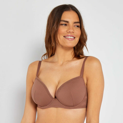 Soutien-gorge microfibre à fines rayures ajourées D&E