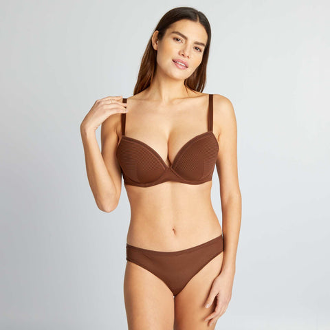 Soutien-gorge microfibre à fines rayures ajourées D&E