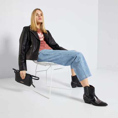 Blouson en simili uni