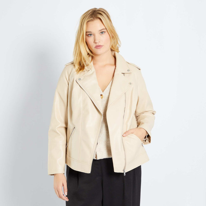 Blouson en simili avec col cranté